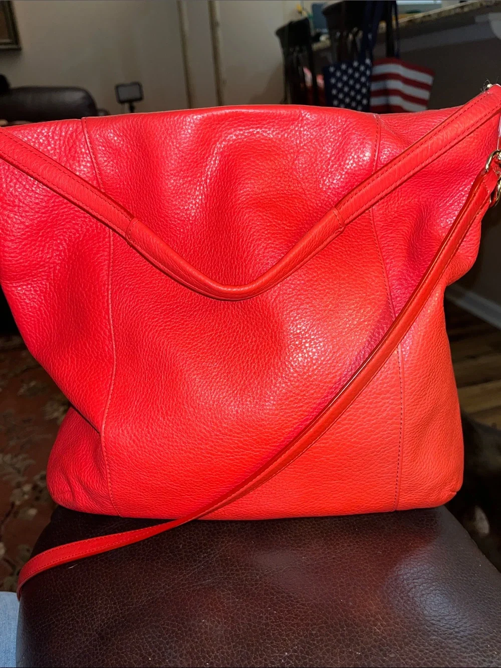 EUC Authentic Coach Isabelle pebbled leather red/orange hobo handbag
